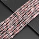 5x8mm Rondelle Smooth Pink Zebra Jasper Beads, Sku#U1922