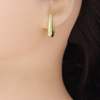 Gold U Shape Hoop Earrings, Sku#Y1059