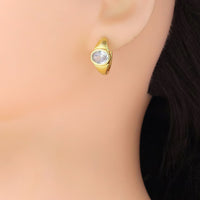 Gold Big Oval CZ Huggie Earrings, Sku#Y970