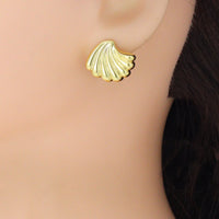 Gold Silver Shell Shape Stud Earrings, Sku#A470