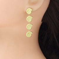 Silver Gold String Snail Shell Dangle Earrings, Sku#A471