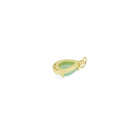 Natural Aventurine Yellow Jade Gemstone Teardrop Gold Charm, Sku#Y939