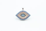 CZ Micro Pave Turquoise Cobalt Marquise Evil Eye Pendant, Cubic Zirconia Pendant,32x28mm, sku#F30