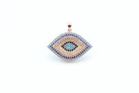 CZ Micro Pave Turquoise Cobalt Marquise Evil Eye Pendant, Cubic Zirconia Pendant,32x28mm, sku#F30