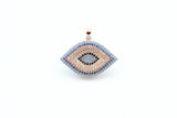 CZ Micro Pave Turquoise Cobalt Marquise Evil Eye Pendant, Cubic Zirconia Pendant,32x28mm, sku#F30