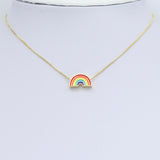 Double Side Colorful Enamel Rainbow Charm Pendant, Sku#Y978