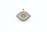 CZ Micro Pave Turquoise Cobalt Marquise Evil Eye Pendant, Cubic Zirconia Pendant,32x28mm, sku#F30