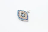 CZ Micro Pave Turquoise Cobalt Marquise Evil Eye Pendant, Cubic Zirconia Pendant,32x28mm, sku#F30