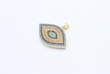 CZ Micro Pave Turquoise Cobalt Marquise Evil Eye Pendant, Cubic Zirconia Pendant,32x28mm, sku#F30