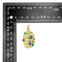 Colorful Stone Lion Skull Crown Flower Engle Large Oval Charm Pendant, Sku#Y983