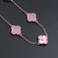 Metanllic Light Pink Flower Link Chain Adjustable Necklace , Sku#LX843