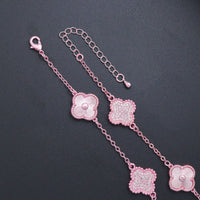 Metanllic Light Pink Flower Link Chain Adjustable Necklace , Sku#LX843