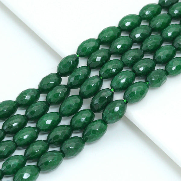 Natural 6x9mm/8x12mm Oval Faceted Emerald Jade Beads, Emerald Jade, Sku#U1435