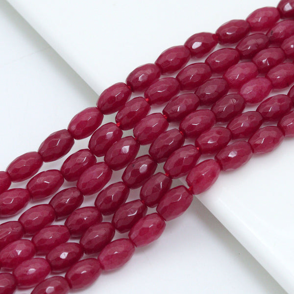 Natural Oval faceted Ruby Jade Beads, Ruby Jade, Sku#U1434