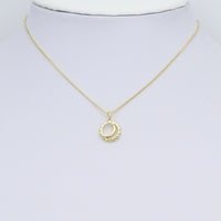 Gold Cresent Moon in Hollow out sun Charm Pendant, Sku#Y989