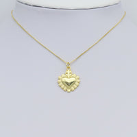 Gold Cross Flower Heart Charm Pendant, Sku#Y990