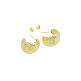 Hammered Gold Silver Gold Silver Huggie Earrings, Sku#A203