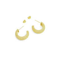 Gold Silver Thick Huggie Earrings, Sku#A204