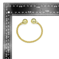 Gold Woven Knit Link with Ball End Adjustable Bracelet, Sku#LD600