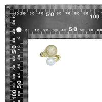 CZ White Pearl Gold Dome Adjustable Ring, Sku#LD602