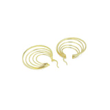 Gold Silver Mult Oval Line Hoop Earrings, Sku#LD603