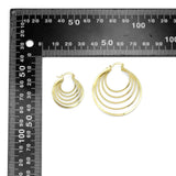Gold Silver Mult Oval Line Hoop Earrings, Sku#LD603