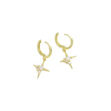 Clear CZ North Star Gold Silver Earrings, Sku#A207