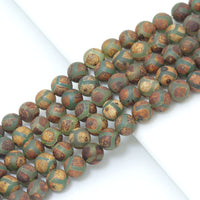 Natural Tibetan Green Evil Eye Agate Beads, Dzi Eye Agate Beads, Sku#U1109c
