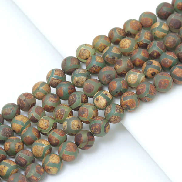 Natural Tibetan Green Evil Eye Agate Beads, Dzi Eye Agate Beads, Sku#U1109c