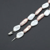 Pink Rosaline White Baroque Pearl Necklace,Sku#EF694