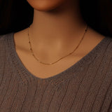 Gold Silver Satelliate cylinder Tube Chain Adjustable Necklace, Sku#LD604