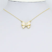 White Enamel Bow Charm Pendant, Sku#LK1206