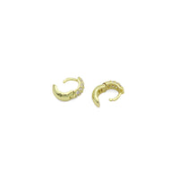 Gold Silver CZ Small Hoop Earrings, Sku#A476