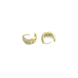 Gold Silver CZ Oval Shape Hoop Earrings, Sku#A474