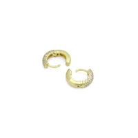 Gold Silver CZ Donut Hoop Earrings, Sku#A473