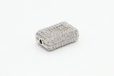 CZ Micro Pave Rectangle Beads with Clear Crystal for Bracelet/Necklace, Cubic Zirconia Spacer Beads,17x11x6mm, sku#G22