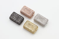 CZ Micro Pave Rectangle Beads with Clear Crystal for Bracelet/Necklace, Cubic Zirconia Spacer Beads,17x11x6mm, sku#G22