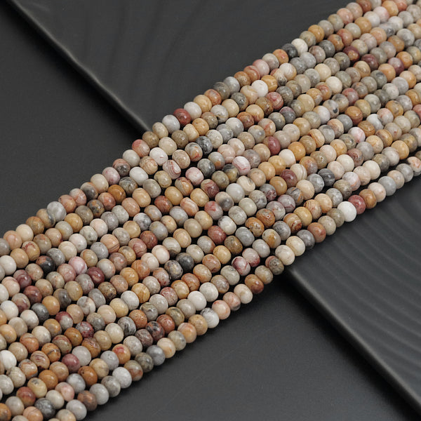 4x6mm Rondelle Smooth Crazy Lace Agate Beads, Sku#U1968