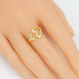 Gold Heart whale tail Adjustable Ring, Sku#LX651
