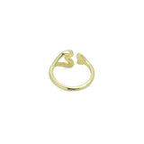 Gold Heart whale tail Adjustable Ring, Sku#LX651