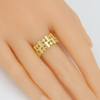 Gold Chain Link with Diamond Adjustable Ring, Sku#LX652