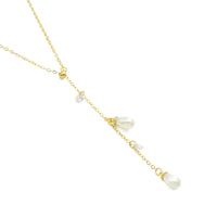 Dainty Gold Chain Drop Pearl Pendant  Necklace, Sku#ZX206