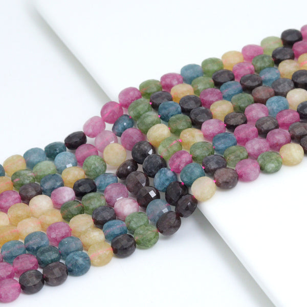 Natural Multicolor Jade 4mm Coin Shape, 16inch full strand, sku#U2248