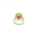 Big Fuchsia Heart CZ Statement Adjustable Ring, Sku#A317
