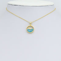 Whale On Blue Ocean Charm Pendant, Sku#LD702