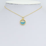 Whale On Blue Ocean Charm Pendant, Sku#LD702