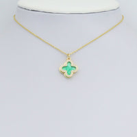 Double CZ Enamel Flower Charm Pendant, Sku#LD704