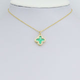 Double CZ Enamel Flower Charm Pendant, Sku#LD704