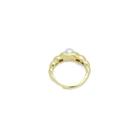 White Pearl  Twisted Line  Adjustable Ring, Sku#A319