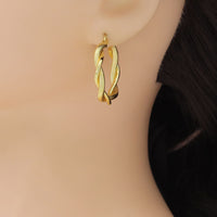 Gold Twisted Hoop Earrings, Sku#JL194